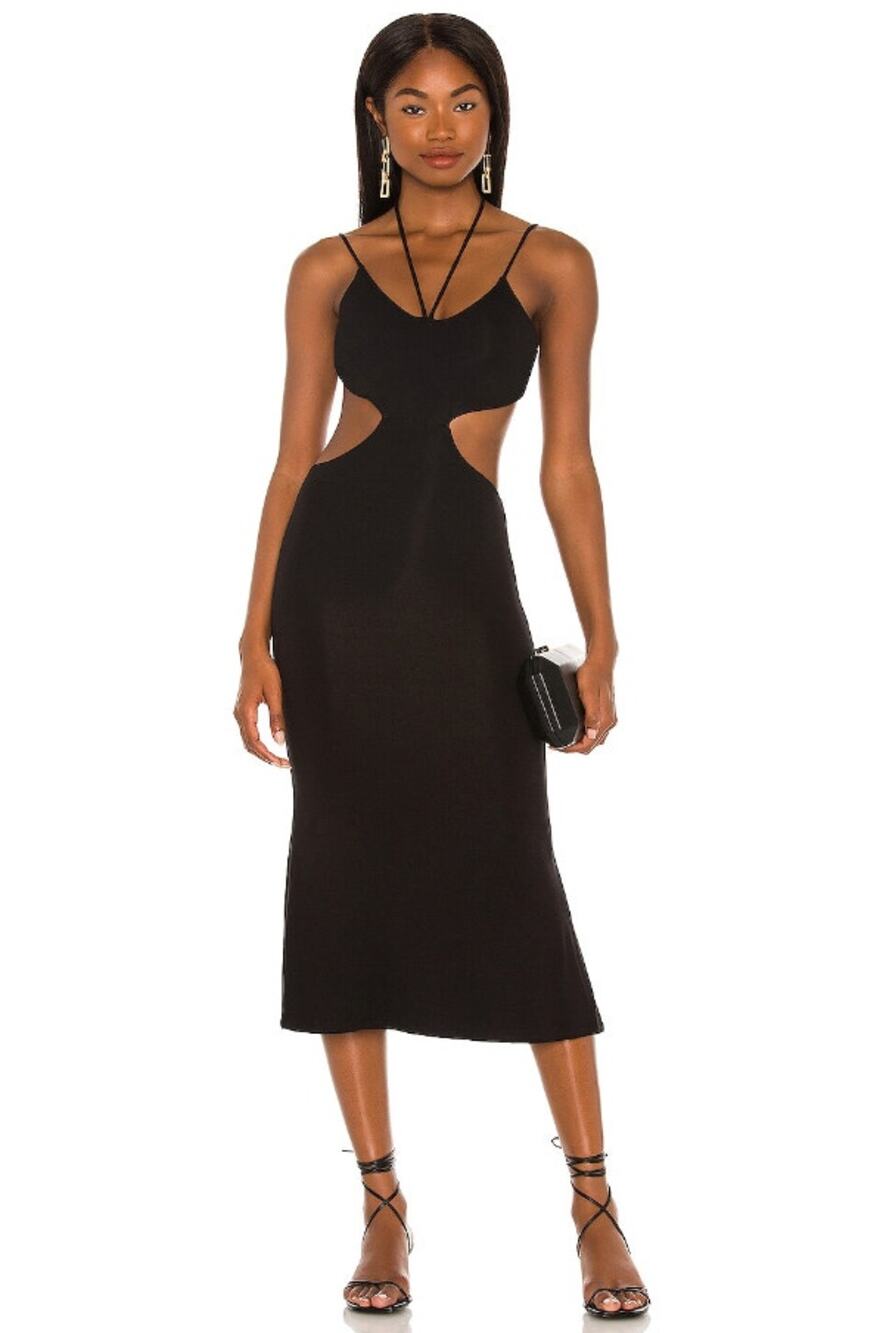 Lovers & Friends Sarah Midi Dress Halter Knit Formal Cocktail Party Wedding XS